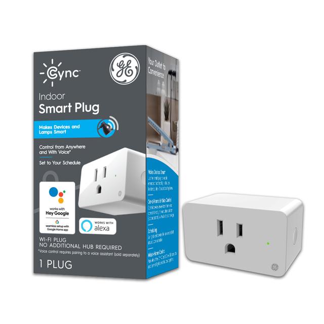 GE CYNC Indoor Smart Plug, Works with Alexa and Google Assistant, Bluetooth and Wi-Fi Enabled (1 Pack)
